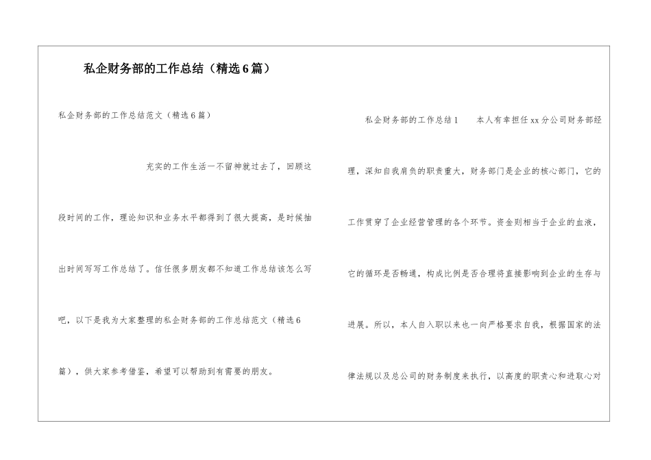 私企财务部的工作总结_第1页