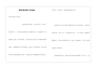 科协项目部工作总结