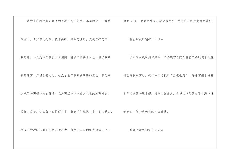 科室对试用期护士评语_第2页