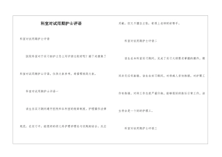 科室对试用期护士评语