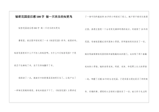 秘密花园读后感500字-做一只快乐的知更鸟