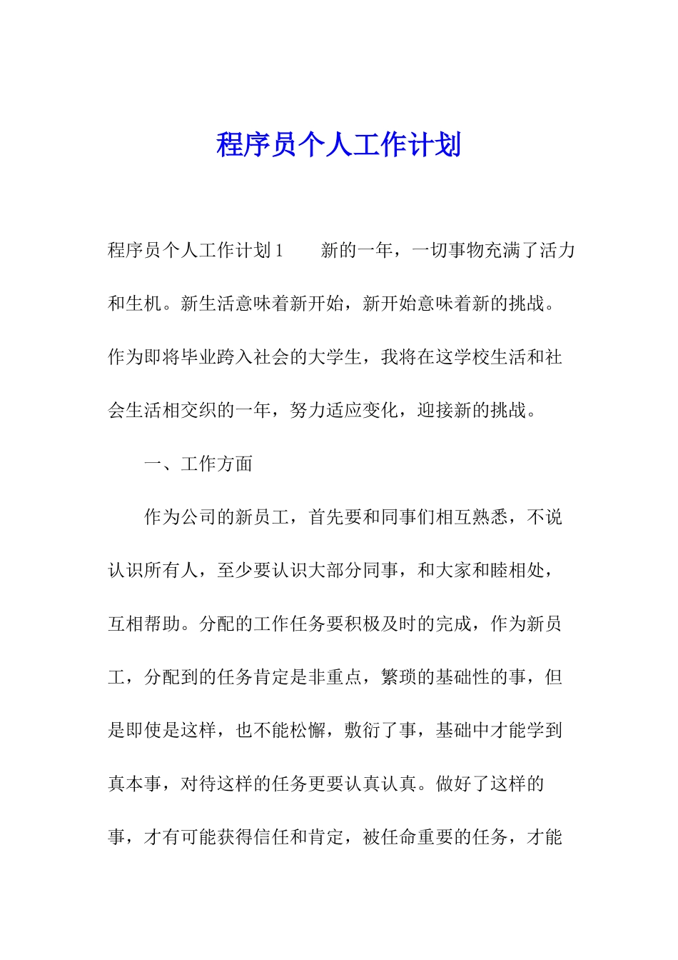 程序员个人工作计划_第1页