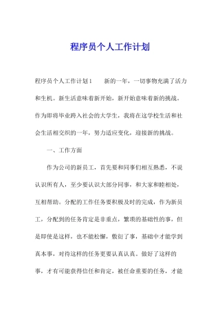 程序员个人工作计划