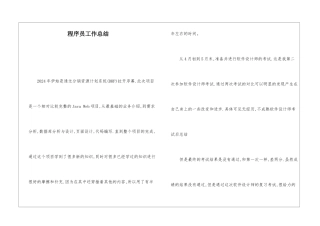 程序员工作总结