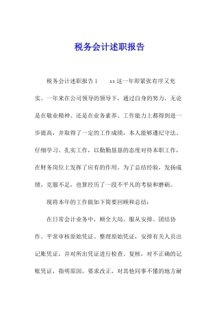 税务会计述职报告