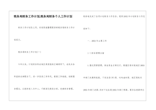 税务局财务工作计划-税务局财务个人工作计划-