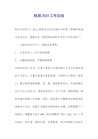 税局2024工作总结-