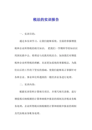 税法的实训报告