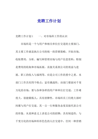 竞聘工作计划