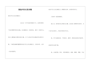 竞选中队长发言稿