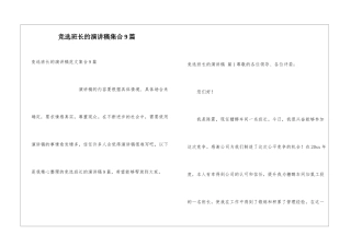 竞选班长的演讲稿集合9篇