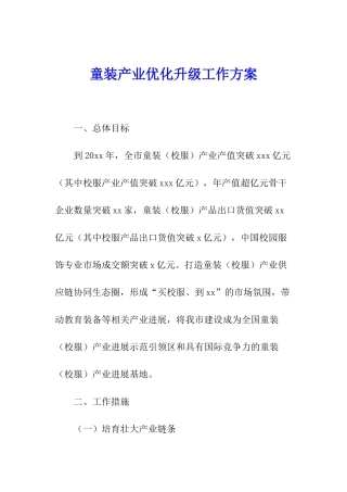 童装产业优化升级工作方案