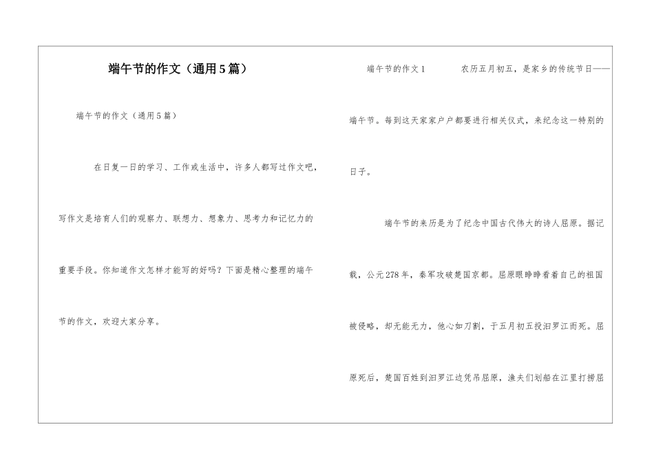 端午节的作文(通用5篇)_第1页
