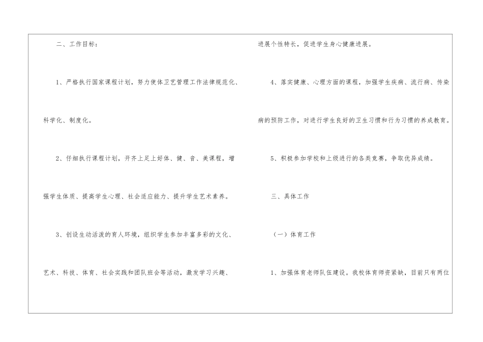 第一学期体卫艺工作计划_第2页