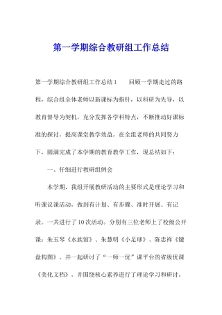 第一学期综合教研组工作总结
