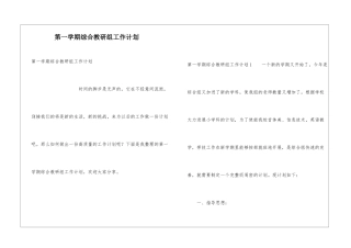 第一学期综合教研组工作计划