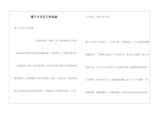 第三个月月工作总结