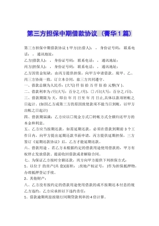 第三方担保中期借款协议-