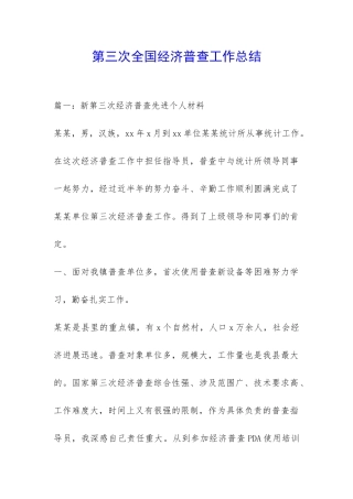 第三次全国经济普查工作总结-
