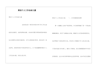 策划个人工作总结九篇