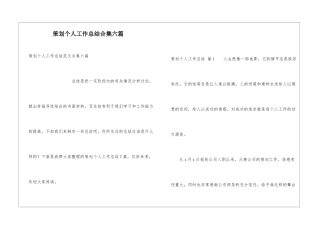 策划个人工作总结合集六篇