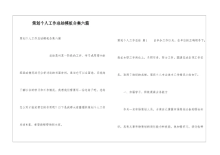策划个人工作总结模板合集六篇