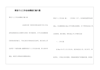 策划个人工作总结模板汇编六篇