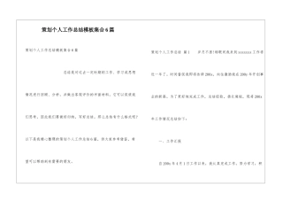 策划个人工作总结模板集合6篇