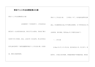 策划个人工作总结模板集合五篇