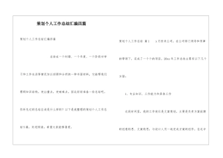 策划个人工作总结汇编四篇