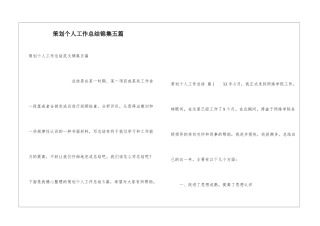 策划个人工作总结锦集五篇