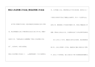 策划人员试用期工作总结策划试用期工作总结