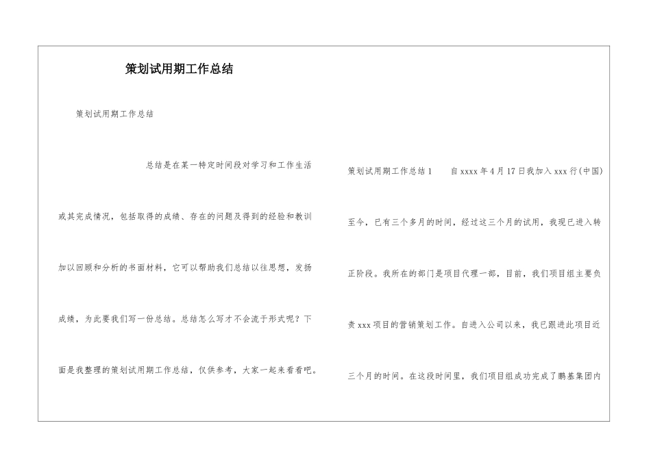 策划试用期工作总结_第1页