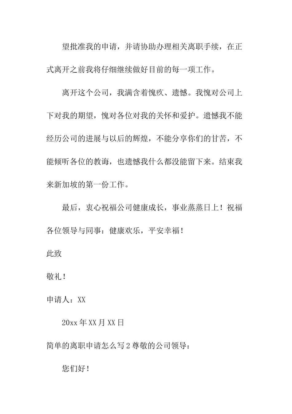 简单的离职申请怎么写_第2页