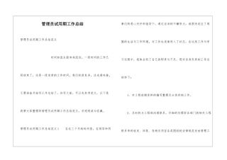 管理员试用期工作总结