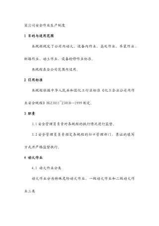 某公司安全作业生产制度
