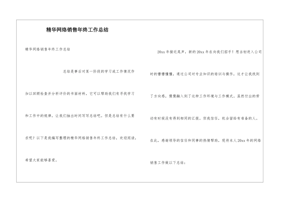精华网络销售年终工作总结_第1页