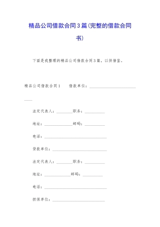 精品公司借款合同3篇