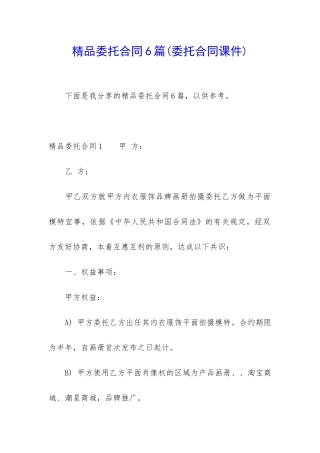精品委托合同6篇