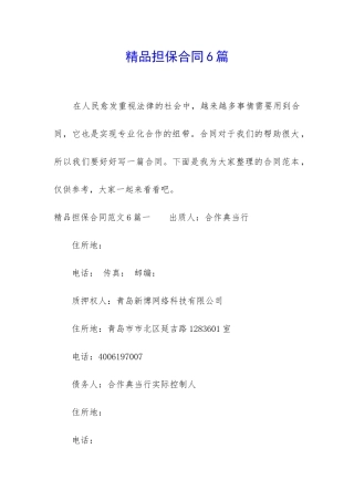 精品担保合同6篇