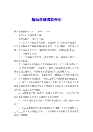 精品金融借款合同