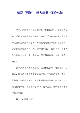 精彩“翻转”-魅力简报--工作总结