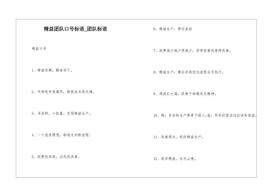 精益团队口号标语-团队标语_第1页