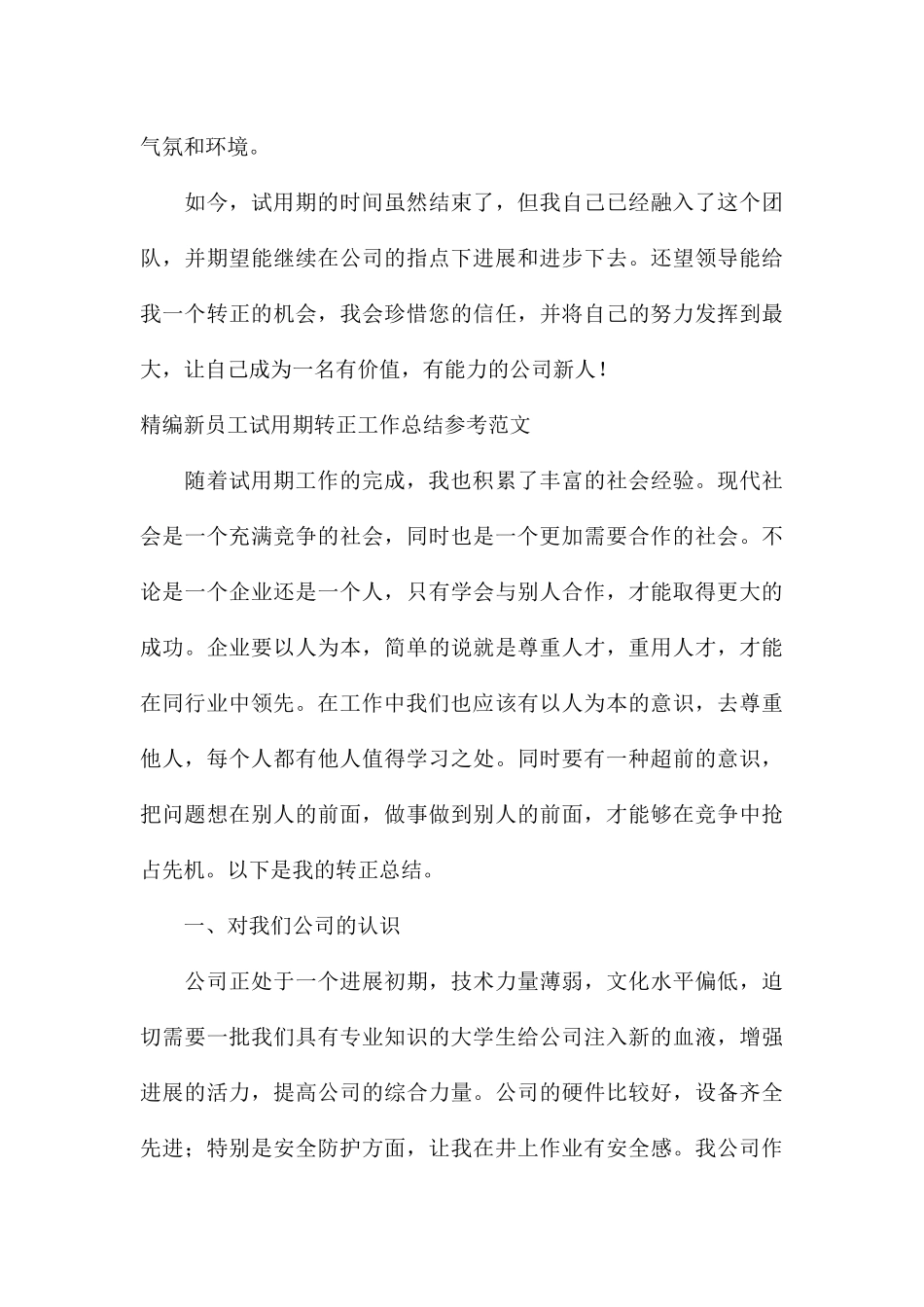 精编新员工试用期转正工作总结参考_第3页