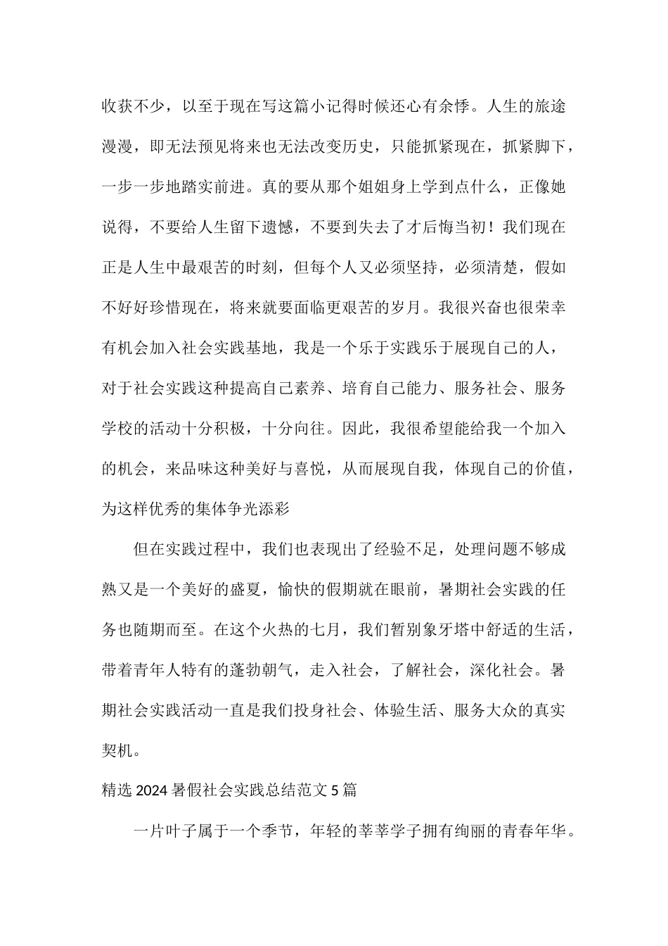 精选2024暑假社会实践总结5篇_第3页