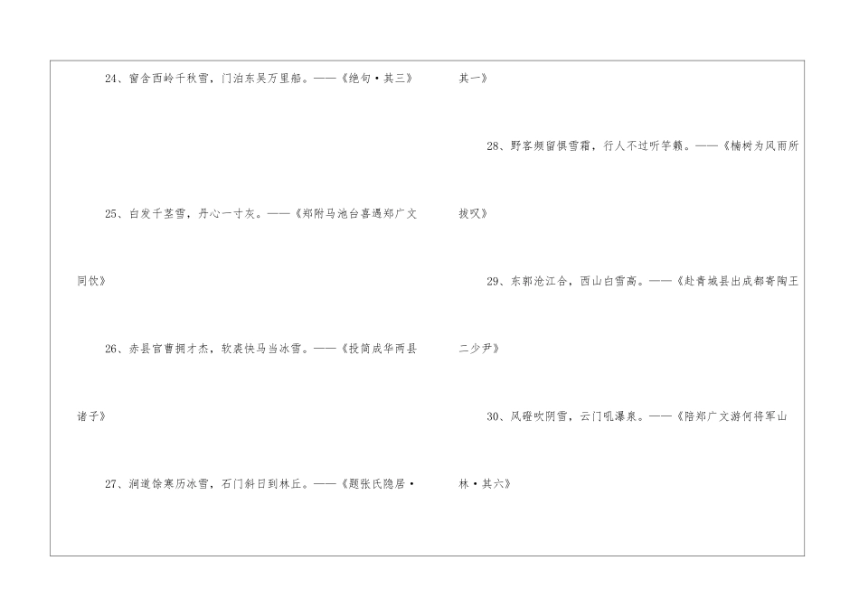 精选40句杜甫描写雪的诗句_第3页
