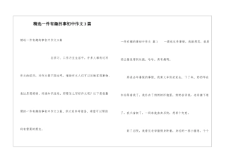 精选一件有趣的事初中作文3篇