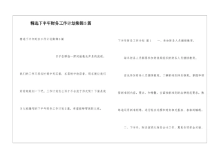 精选下半年财务工作计划集锦5篇