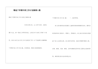 精选下学期中班工作计划集锦5篇