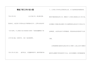 精选下班工作计划3篇